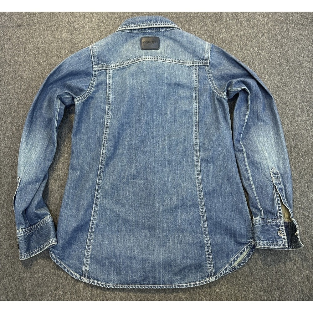 Triumph Motorcycles Denim Button Front Shirt Western Cotton Blue Women's Small - Picture 10 of 15